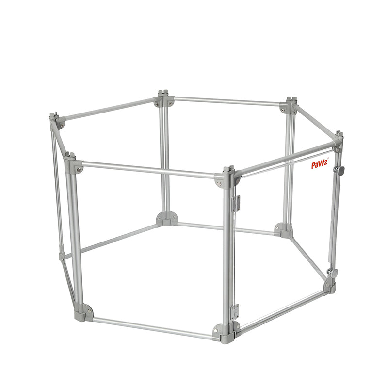 Pawz Pet Playpen Transparent Acrylic Clear Folding Dog Fence Kennel 6 Panel-1853958503916507136