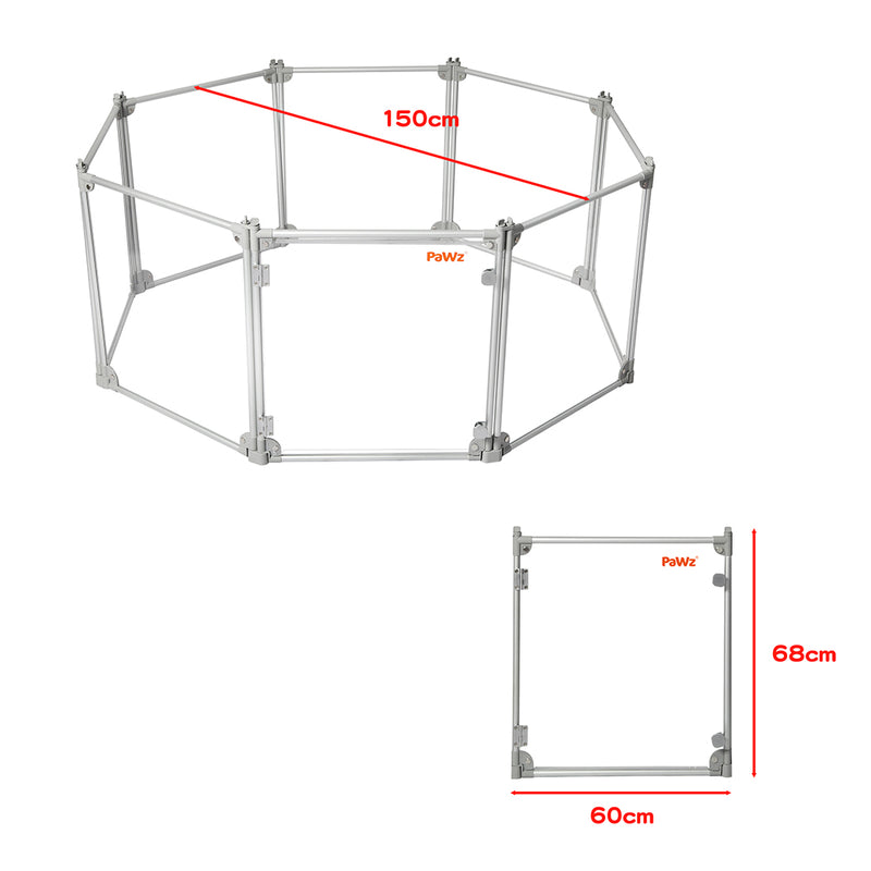 Pawz Pet Playpen Transparent Acrylic Clear Folding Dog Fence Kennel 8 Panel-1853958504059113474