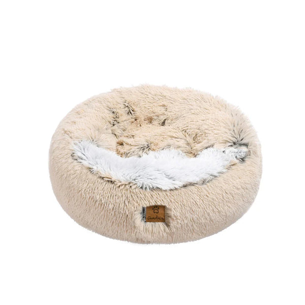 Charlie’s Snookie Hooded Faux Fur Pet Bed - Cream, M