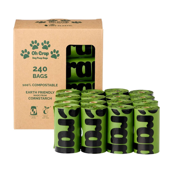 Oh Crap Compostable Dog Poop Bags - 240 bags (16 rolls)