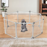 Pawz Pet Playpen Transparent Acrylic Clear Folding Dog Fence Kennel 8 Panel-1853958504059113478