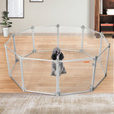 Pawz Pet Playpen Transparent Acrylic Clear Folding Dog Fence Kennel 10 Panel-1853958503782289414