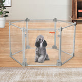 Pawz Pet Playpen Transparent Acrylic Clear Folding Dog Fence Kennel 6 Panel-1853958503916507142