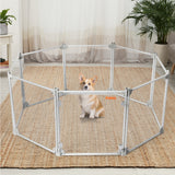 Pawz Pet Playpen Transparent Acrylic Clear Folding Dog Fence Kennel 8 Panel-1853958504059113479