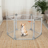 Pawz Pet Playpen Transparent Acrylic Clear Folding Dog Fence Kennel 6 Panel-1853958503916507143