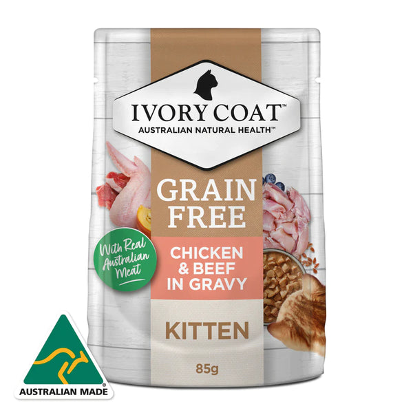 Ivory Coat Grain Free Kitten Wet Food - Chicken/Beef in Gravy