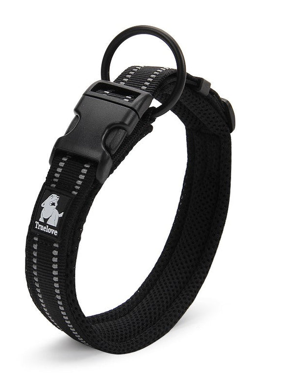 True Love Heavy Duty Reflective Dog Collar - Black, XS-1831155603641339904