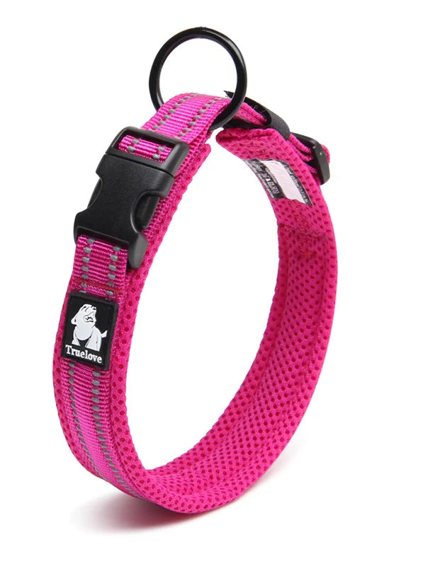 True Love Heavy Duty Reflective Dog Collar - Pink, XS