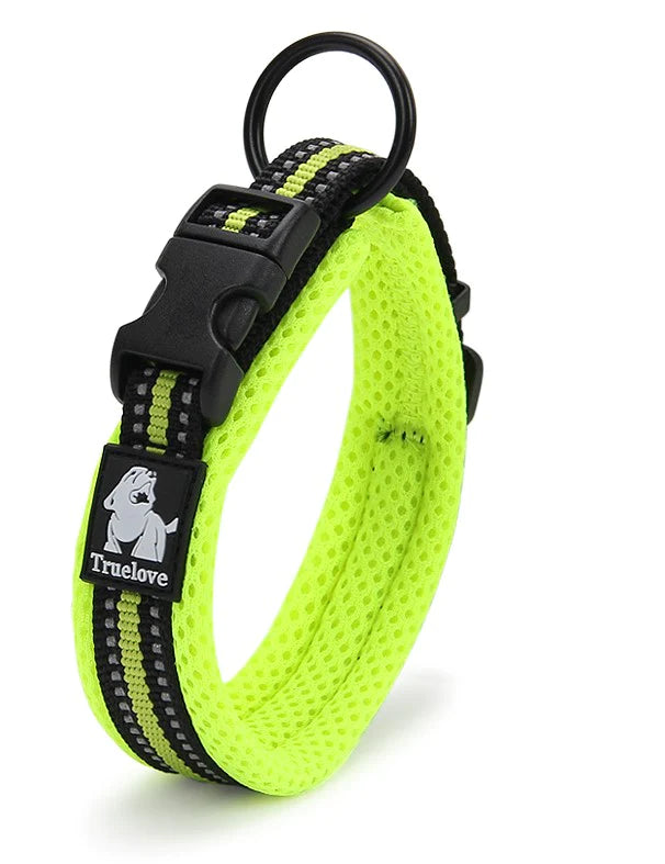 True Love Heavy Duty Reflective Dog Collar - Yellow, XS