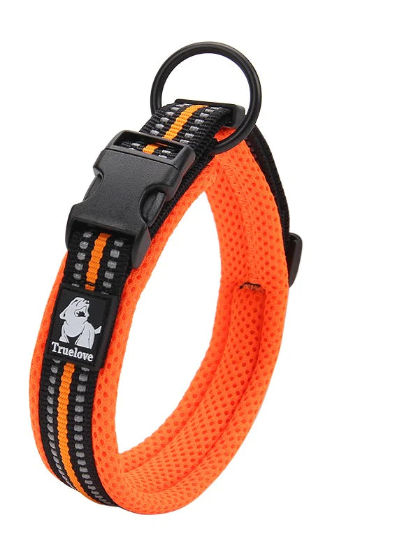 True Love Heavy Duty Reflective Dog Collar - Orange, XS