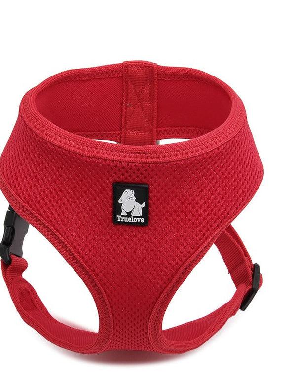 Dog Harness with Steel D Ring - Red, L-1831155623530729472