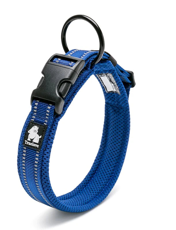 True Love Heavy Duty Reflective Dog Collar - Blue, XS