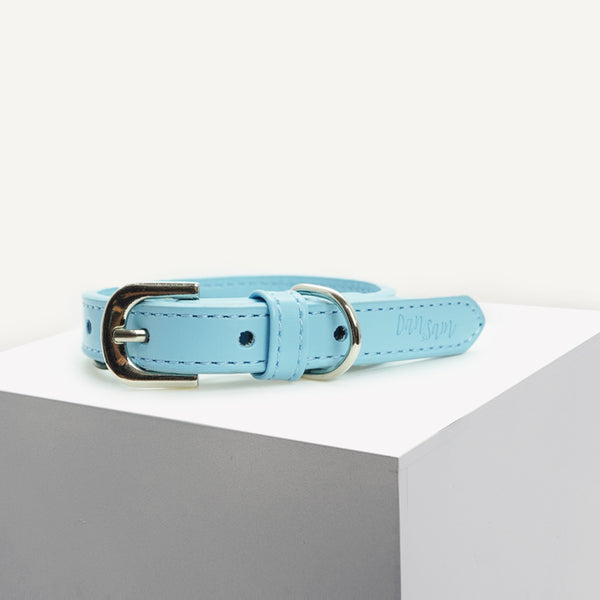 Dan & Sam Vegan Leather Dog Collar - Blue, S