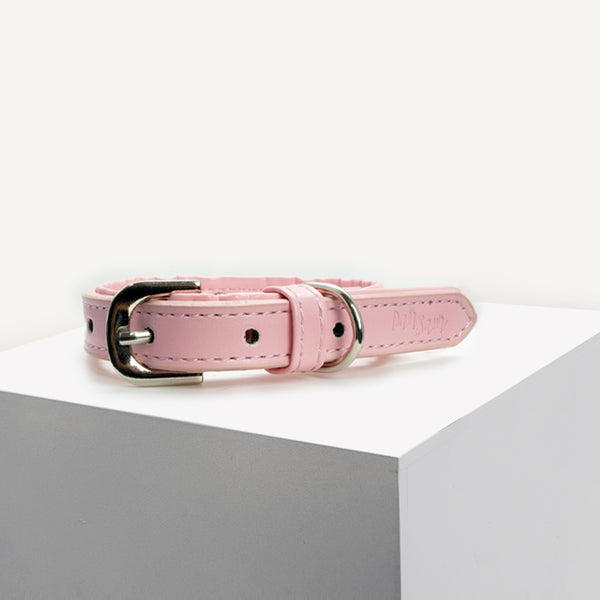 Dan & Sam Vegan Leather Dog Collar - Blush, S