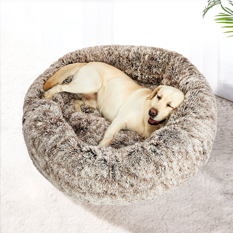 PaWz Pet Bed Cat Dog Donut Nest Calming L Brown Large-1853958483456692230