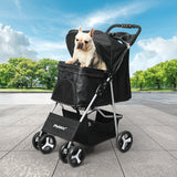 PaWz 4 Wheels Pet Stroller Dog Cat Cage Black-1853958518110031878