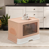 PaWz Foldable Cat Litter Box Tray Enclosed Pink-1853958493229420550