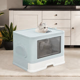 PaWz Foldable Cat Litter Box Tray Enclosed Blue-1853958492944207878