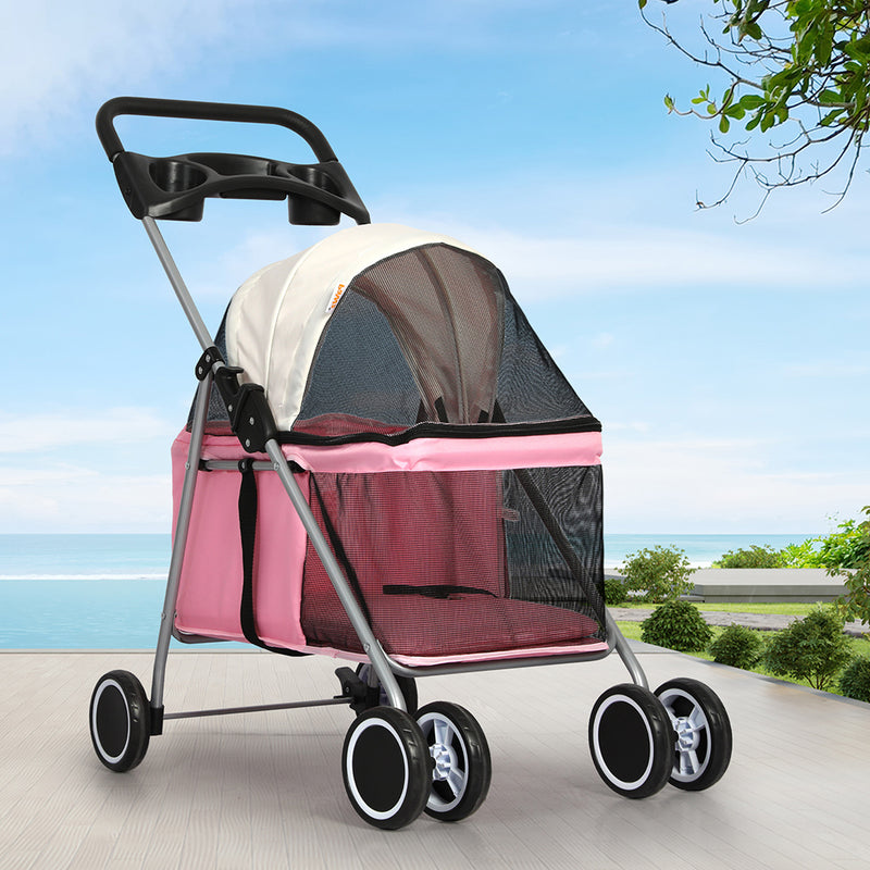 PaWz Pet Stroller Dog Cat Carrier Foldable Pink-1831592734469787654