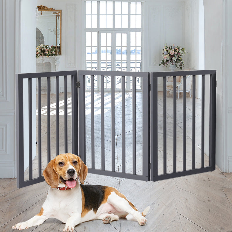 Wooden Pet Gate Dog Fence Retractable Grey 2000x 3MM-1853958486635974662