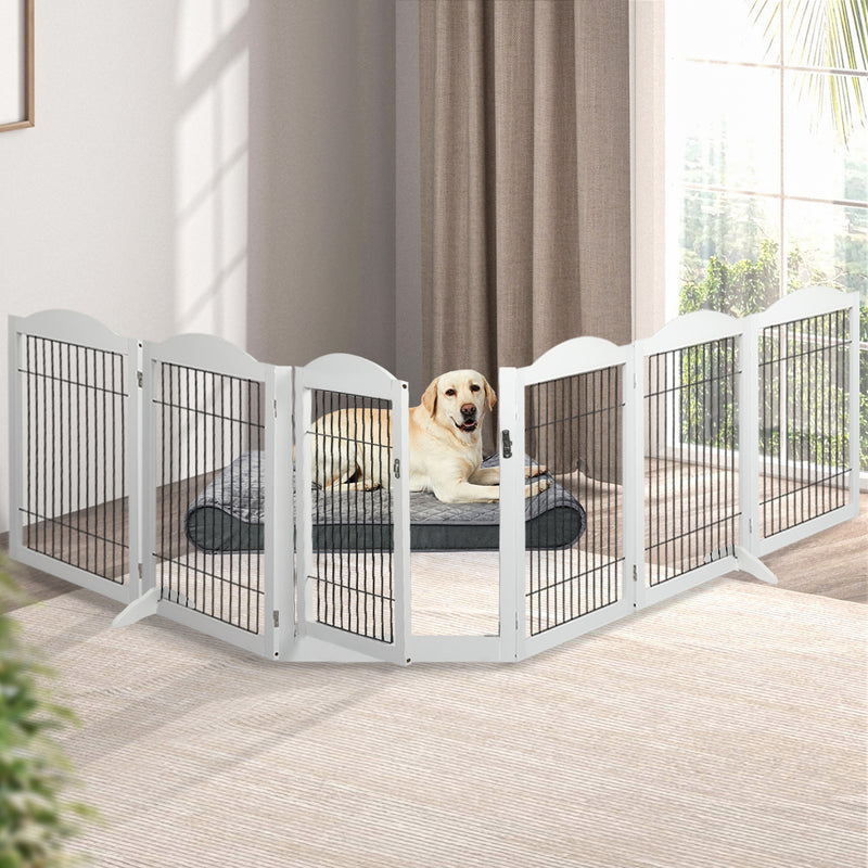 PaWz 6 Panels Pet Dog Playpen Puppy White-1831593125995483142