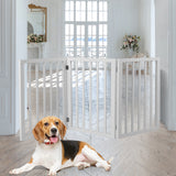 Wooden Pet Gate Dog Fence Retractable White 2000x 3MM-1853958486770192390