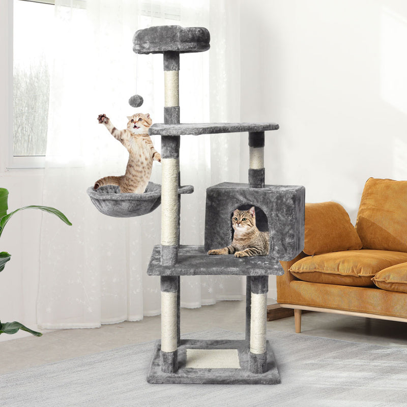 PaWz 130cm Cat Tree Toy Scratching Post Grey-1853958446068666374