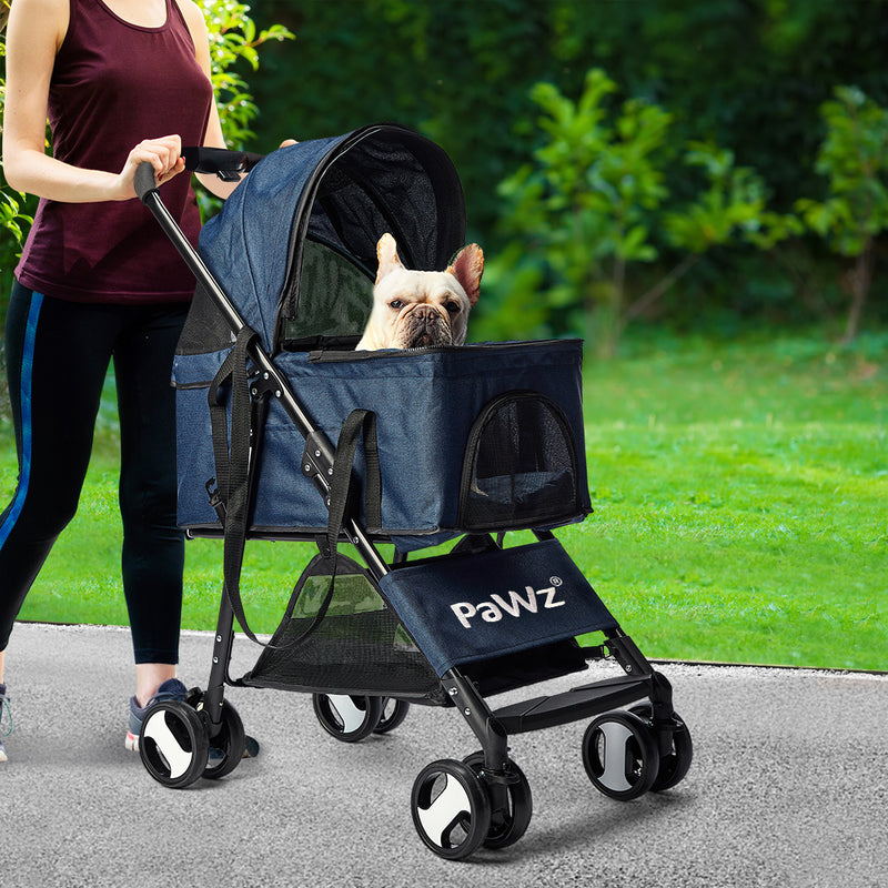 PaWz Large Pet Stroller Dog Cat Carrier Blue-1831592627137548294