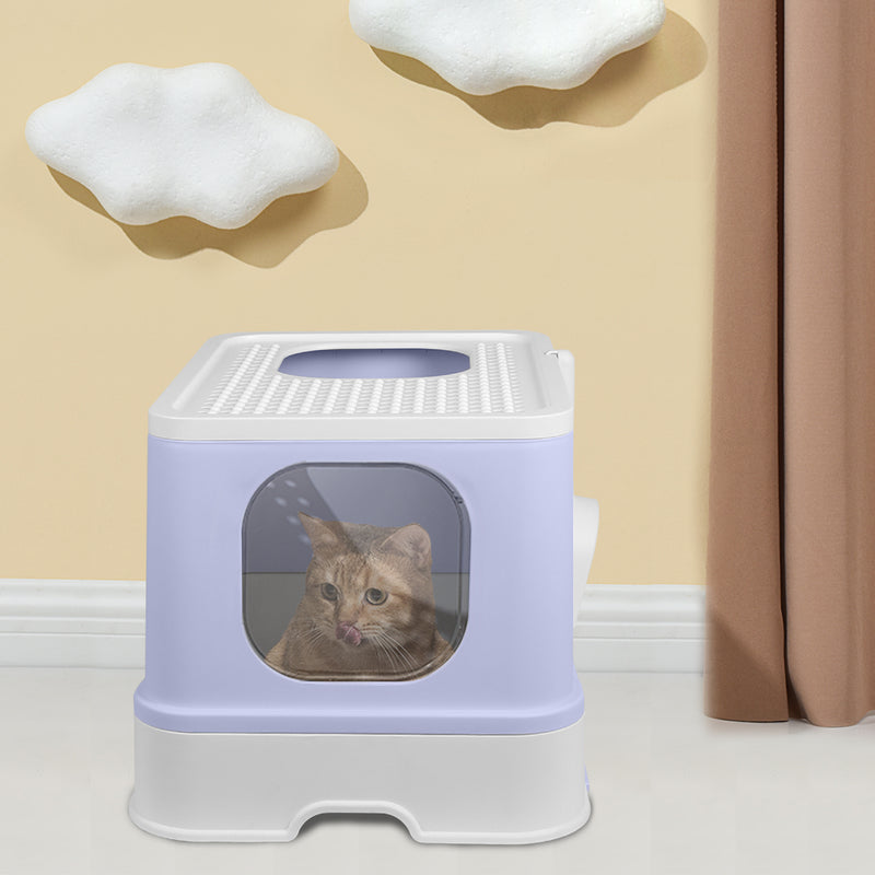 PaWz Cat Litter Box Fully Enclosed Toilet Purple-1831593109188907015