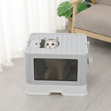 PaWz Foldable Cat Litter Box Tray Enclosed Grey-1853958493086814215