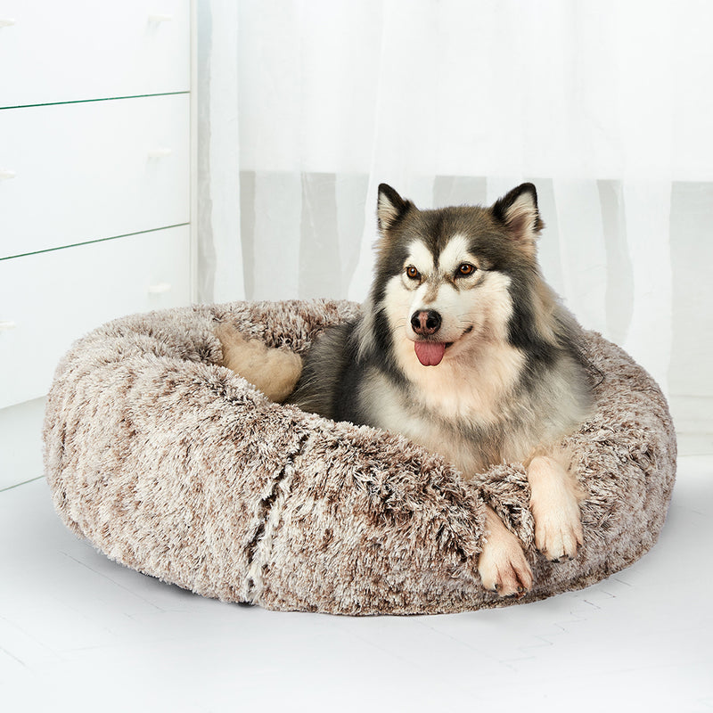 PaWz Pet Bed Cat Dog Donut Nest Calming L Brown Large-1853958483456692231