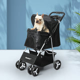 PaWz 4 Wheels Pet Stroller Dog Cat Cage Black-1853958518110031879