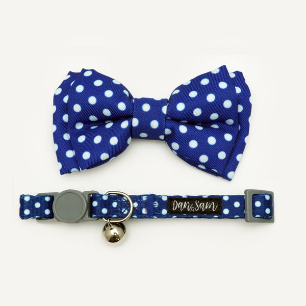 Dan & Sam Cat Collar and Bowtie - Navy Dream