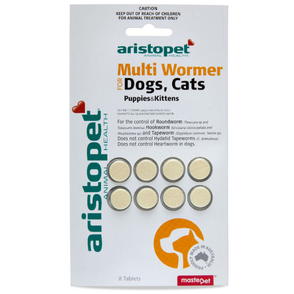 Aristopet Multi Wormer for Dogs, Cats, Puppies & Kittens - 8 Tablets