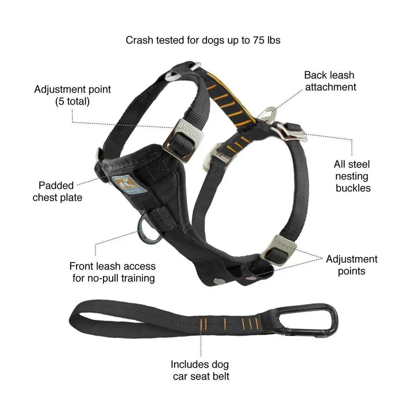 Kurgo Enhanced Strength Tru-Fit Car Harness - Black, L