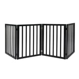 PaWz 4 Panels Wooden Pet Gate Dog Fence Black 600x 3MM-1831593093279911936