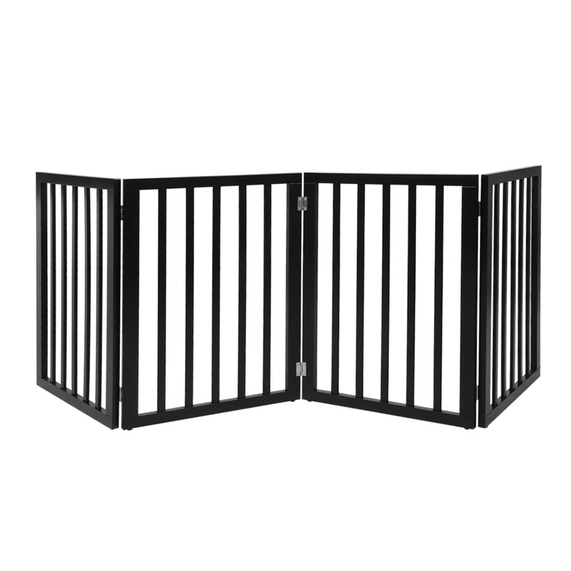 PaWz 4 Panels Wooden Pet Gate Dog Fence Black 600x 3MM-1831593093279911936