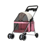 PaWz Pet Stroller Dog Cat Carrier Foldable Pink-1831592734469787648