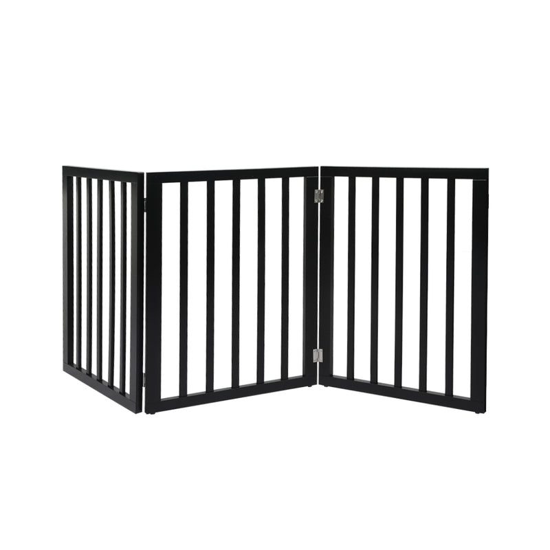 PaWz 3 Panels Wooden Pet Gate Dog Fence Black 2000x 3MM-1853958486493368320