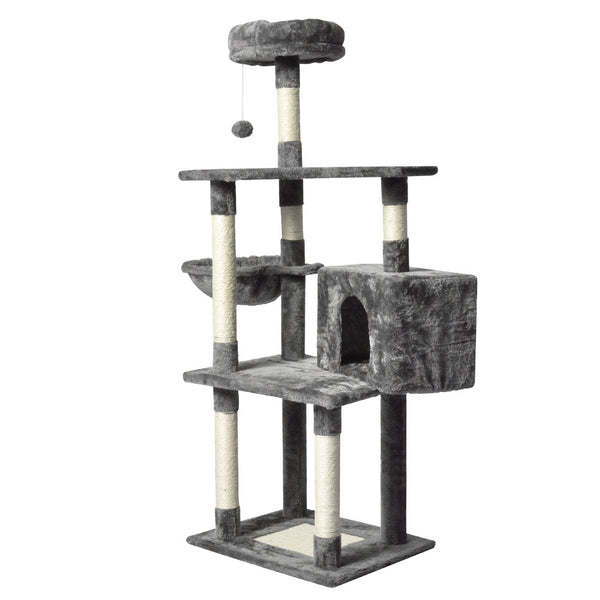 PaWz 130cm Cat Tree Toy Scratching Post Grey-1853958446068666369