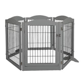 PaWz 6 Panels Pet Dog Playpen Puppy Grey-1831593137391407105