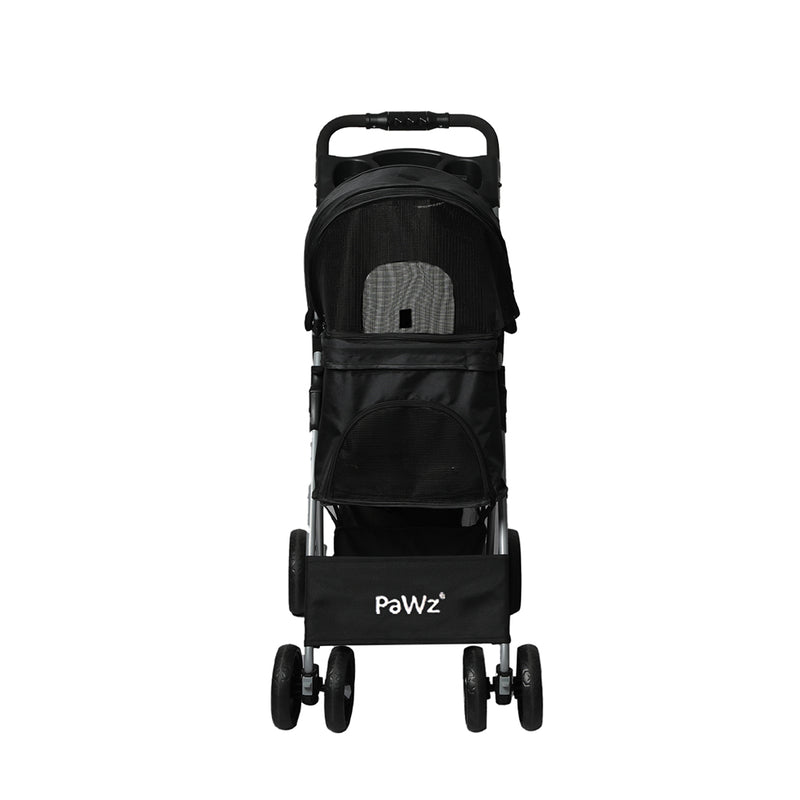 PaWz 4 Wheels Pet Stroller Dog Cat Cage Black-1853958518110031873