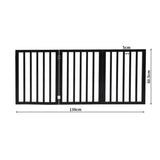 PaWz 3 Panels Wooden Pet Gate Dog Fence Black 2000x 3MM-1853958486493368322