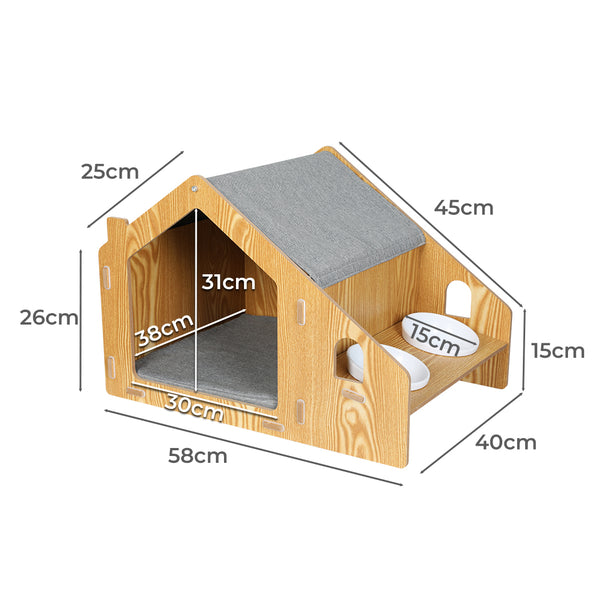 PaWz Wooden Pet House Cat Kennel Elevated-1831593088406130690