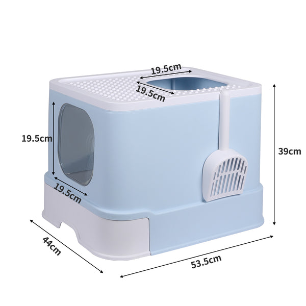 PaWz Cat Litter Box Fully Enclosed Kitty Blue-1853958481586032642