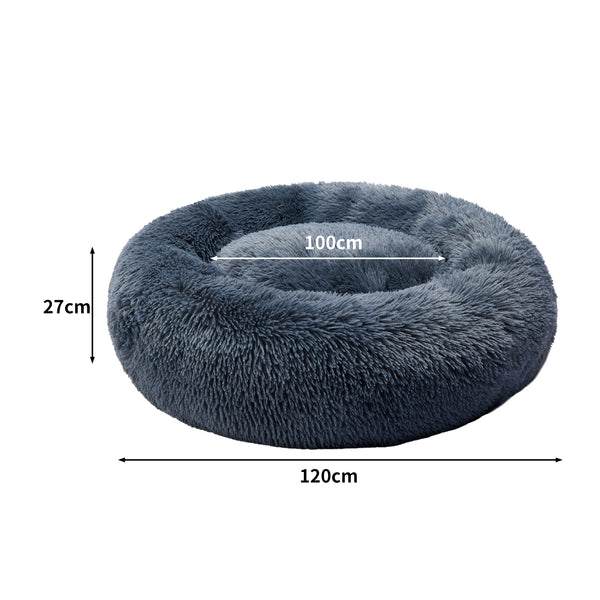 PaWz Pet Bed Cat Dog Donut Nest Calming XXXL Dark Grey XXX-Large-1853958445364023298