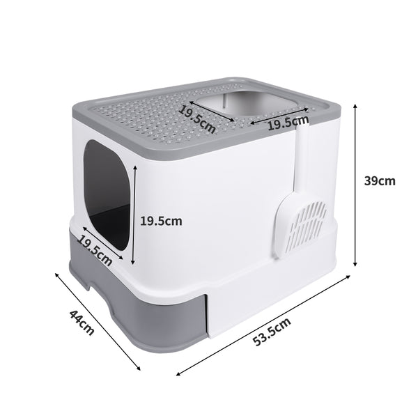 PaWz Cat Litter Box Fully Enclosed Kitty Grey-1853958481875439618