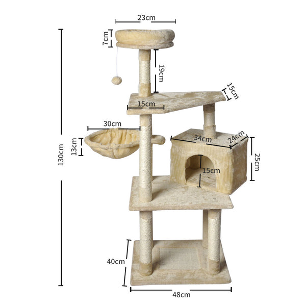 PaWz Cat Tree Toy Scratching Post Scratcher Beige-1853958445930254338