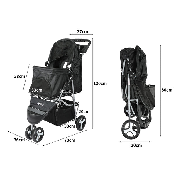 PaWz Large Pet Stroller Dog Cat Carrier Black-1831593098602483714