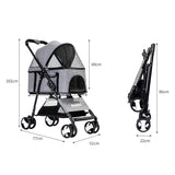 PaWz Large Pet Stroller Dog Cat Travel Grey-1853958518244249602